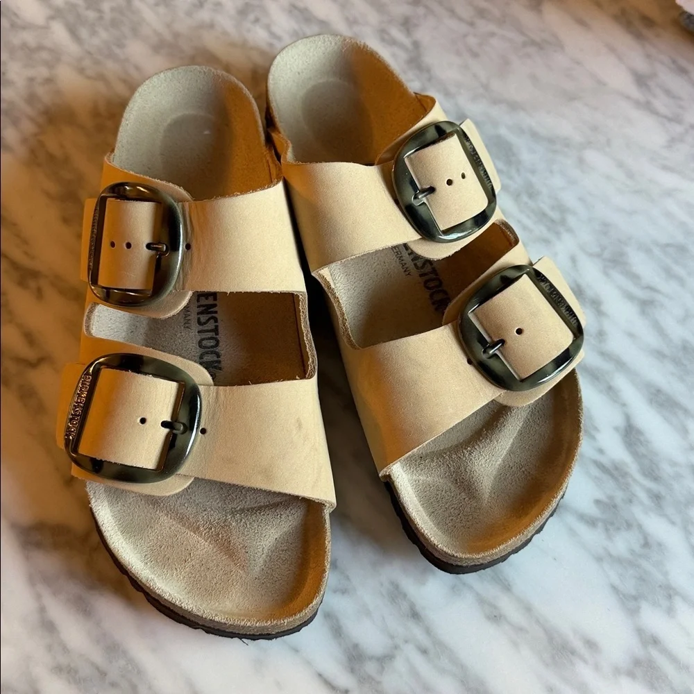 Birkenstock Arizona Big Buckle Tortoise Almond Nubuck 1018-861 Size 41 - Picture 1 of 6
